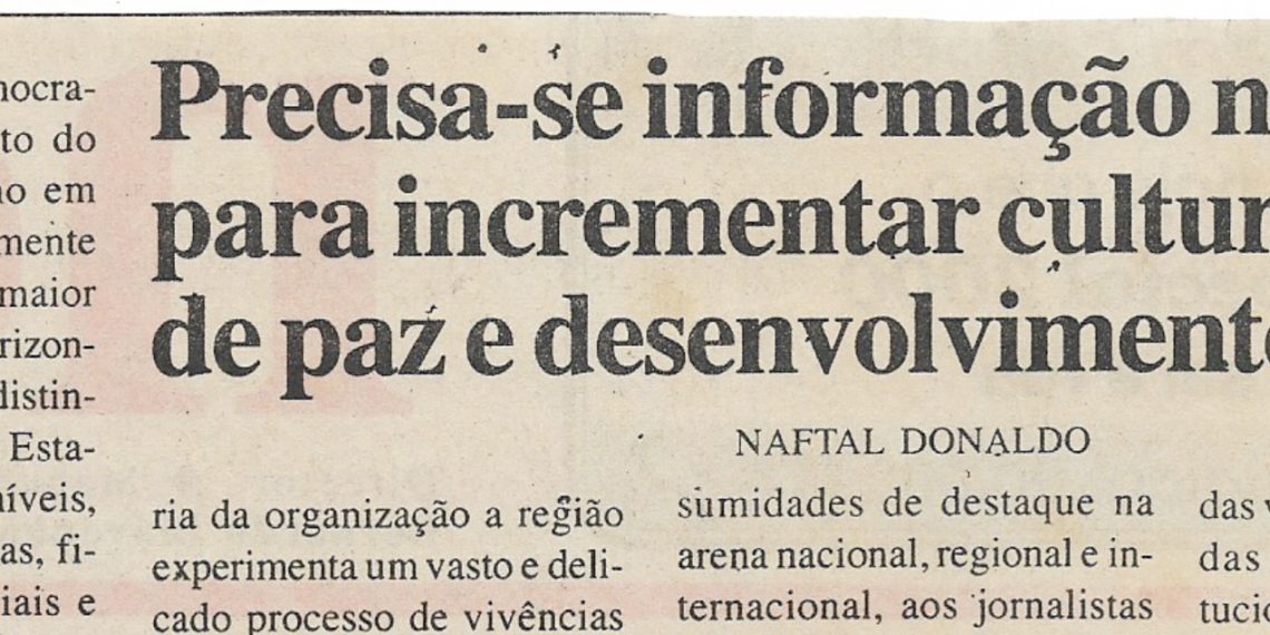 Precisa-se informação na SADC para incrementar cultura de paz e desenvolvimento – 29 de Janeiro de 2000
