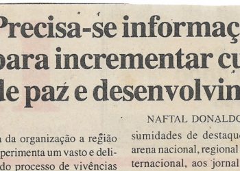 Precisa-se informação na SADC para incrementar cultura de paz e desenvolvimento – 29 de Janeiro de 2000