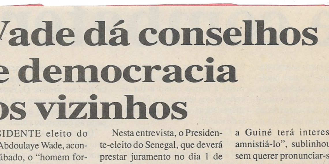 Wade dá conselhos de democracia aos vizinhos – 27 de Março de 2000