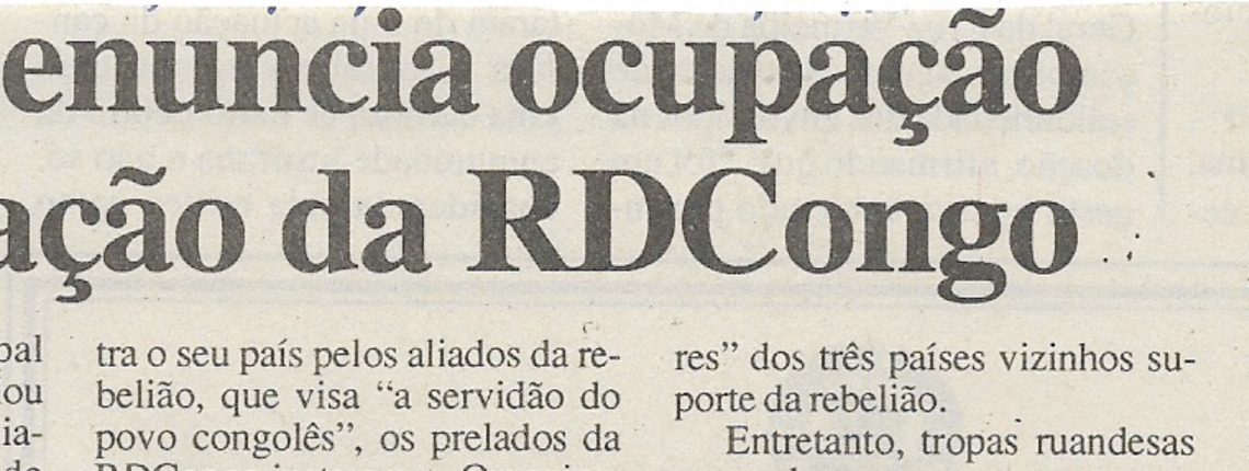 Igreja denuncia ocupação e espoliação da RD Congo – 30 de Maio de 2000