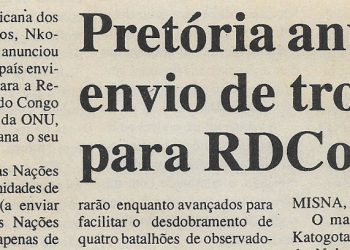 Pretória anuncia envio de tropas para RD Congo – 22 de Maio de 2000