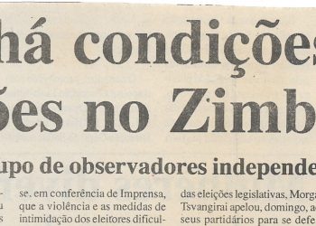 Não há condições para eleições no Zimbabwe – 23 de Maio de 2000