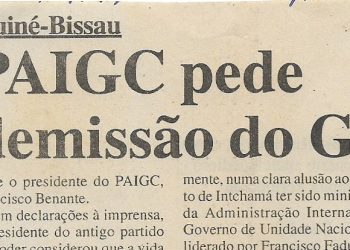 Guiné-Bissau: PAIGC pede demissão do Governo – 23 de Maio de 2000