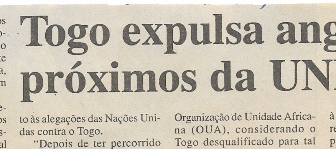 Togo expulsa angolanos próximos da UNITA – 20 de Maio de 2000