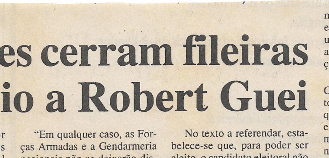 Costa do Marfim: Militares cerram fileiras em apoio a Robert Guei – 16 de Maio de 2000
