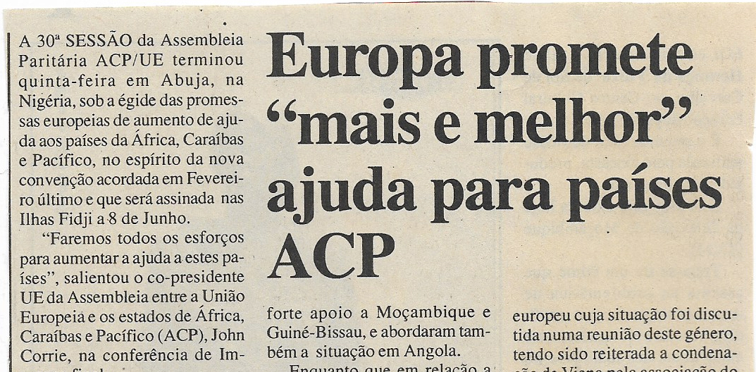 Europa promete “mais e melhor” ajuda para países ACP – 25 de Março de 2000