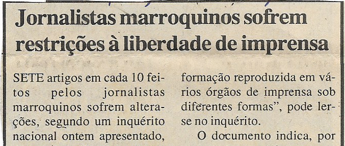 Jornalistas marroquinos sofrem restrições à liberdade de imprensa – 08 de Julho de 2000