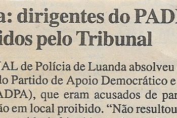Angola: dirigentes do PADPA absolvidos pelo Tribunal – 31 de Janeiro de 2001