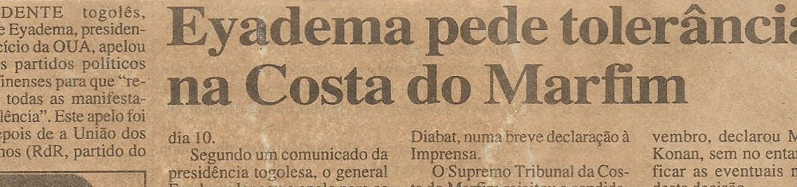 Eyadema pede tolerância na Costa do Marfim – 4 de Dezembro de 2000