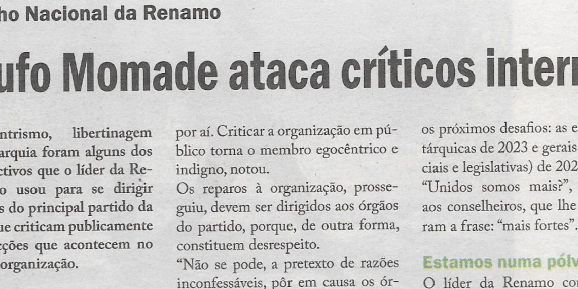 Conselho Nacional da Renamo: Ossufo Momade ataca críticos internos – 03 de Junho de 2022