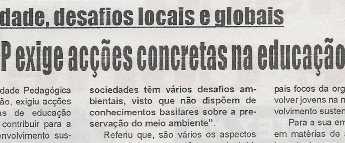 Biodiversidade, desafios locais e globais: Reitor da UP exige acções concretas na educação ambiental – 08 de Junho de 2022