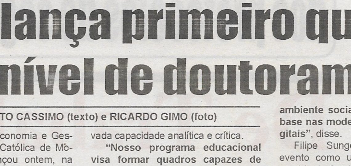 UCM lança primeiro quadro com nível de doutoramento – 09 de Junho de 2022