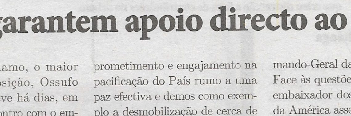 EUA garantem apoio directo ao DDR – 07 de Junho de 2022
