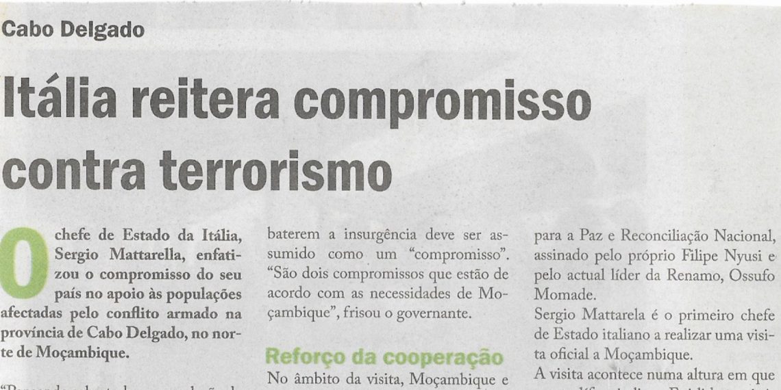 Cabo Delgado: Itália reitera compromisso contra terrorismo – 08 de Julho de 2022