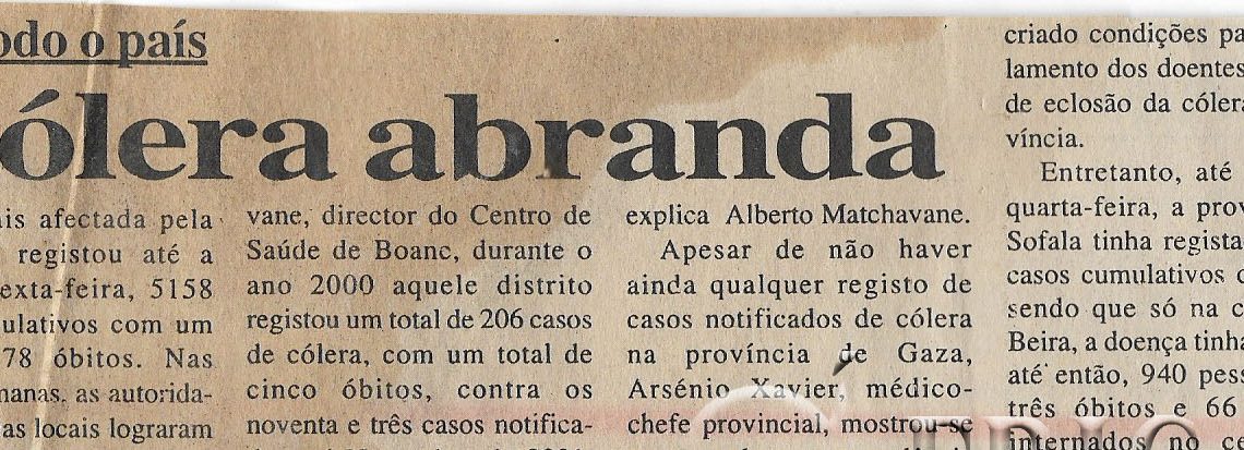Em todo o país: Cólera abranda – 21 de Janeiro de 2002