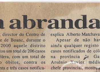 Em todo o país: Cólera abranda – 21 de Janeiro de 2002