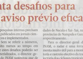 INAM aponta desafios para sistema de aviso prévio eficaz – 16 de Janeiro de 2023