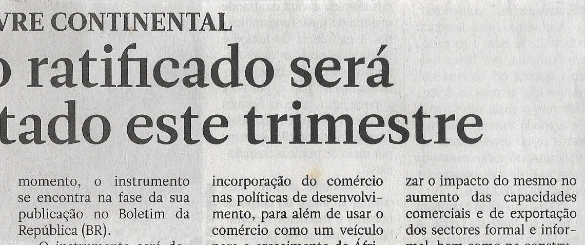Comércio livre continental: Acordo ractificado será depositado este trimestre – 15 de Fevereiro de 2023