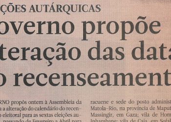 Eleições Autárquicas: Governo propõe alteração das datas do recenseamento – 15 de Dezembro de 2022