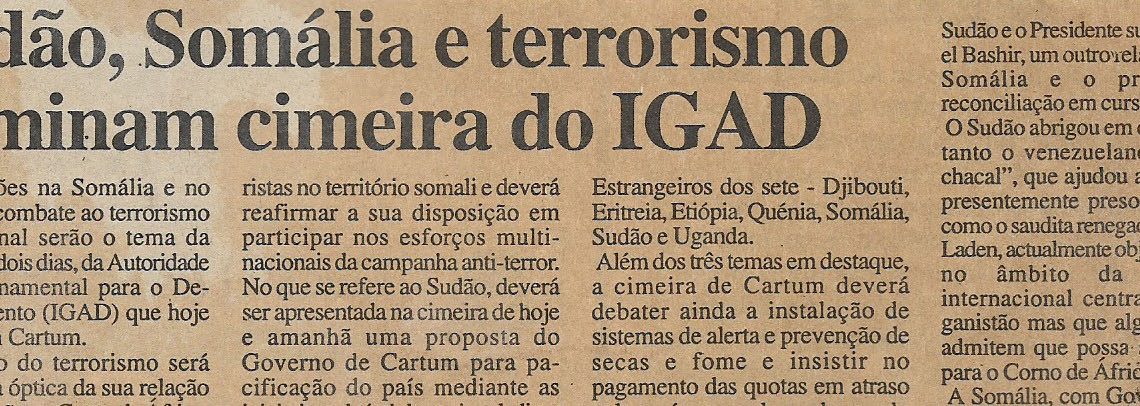Sudão, Somália e terrorismo dominam cimeira do IGAD – 10 de Janeiro de 2002
