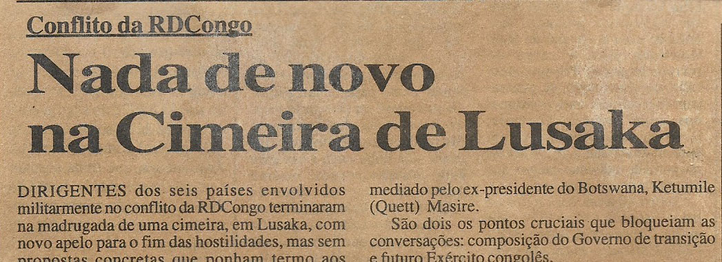 Conflito da RDCongo: Nada de novo na Cimeira de Lusaka – 05 de Abril de 2002