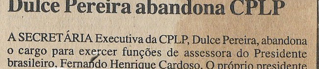 Dulce Pereira abandona CPLP – 05 de Abril de 2002