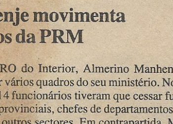 Manhenje movimenta quadros da PRM – 05 de Abril de 2002  