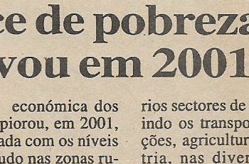 Índice de pobreza agravou em 2001 .  10 de Janeiro de 2002
