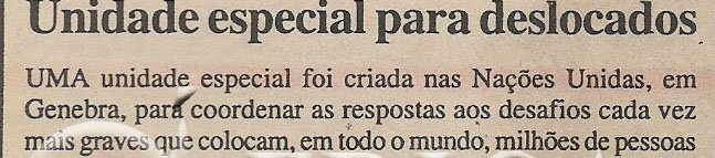 Unidade especial para deslocados – 10 de Janeiro de 2002