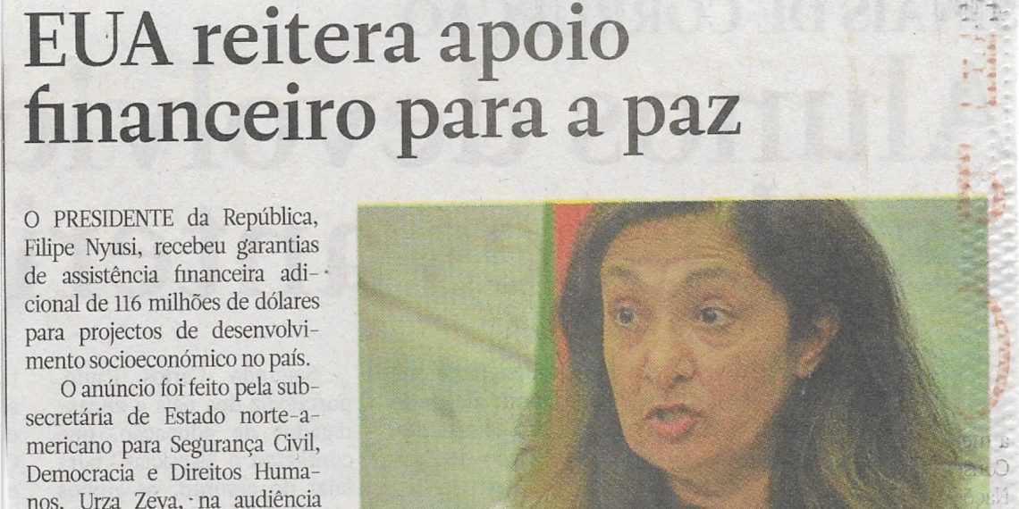 EUA reitera apoio financeiro para a paz