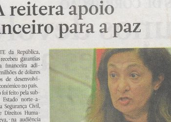 EUA reitera apoio financeiro para a paz