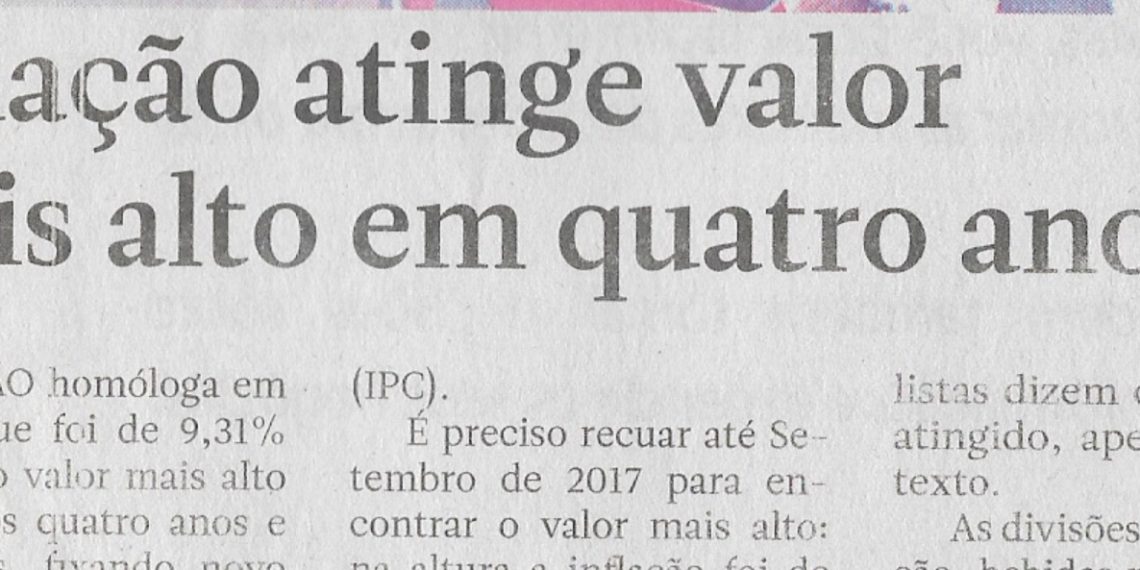 Inflação atinge  valor  mais alto em quatro anos – 14 de Junho  de  2022