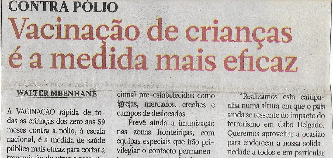 Contra Pólio: vacinação de crianças é a medida mais eficaz – 07 de Julho de  2022