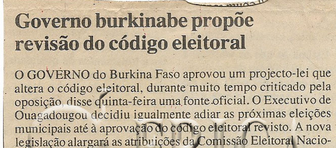 Governo burkinabe propõe revisão do código eleitoral – 05 de Fevereiro de 2000