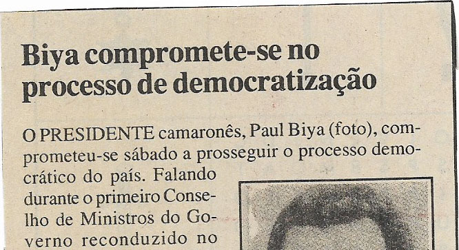 Biya compromete-se no processo de democratização – 25 de Março de 2000