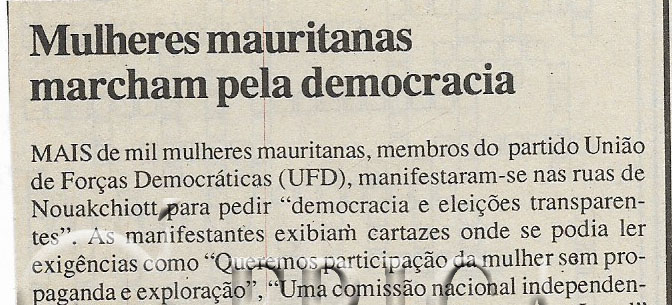 Mulheres mauritanas marcham pela democracia – 30 de Maio de 2000