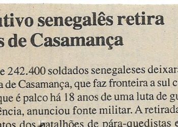 Executivo senegalês retira tropas de Casamança – 22 de Maio de 2000