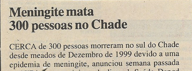 Meningite mata 300 pessoas no Chade – 27 de Março de 2000