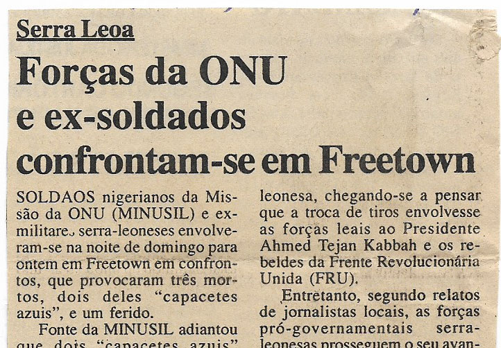 Serra Leoa: Forças da ONU e ex-soldados confrontam-se em Freetown – 23 de Maio de 2000