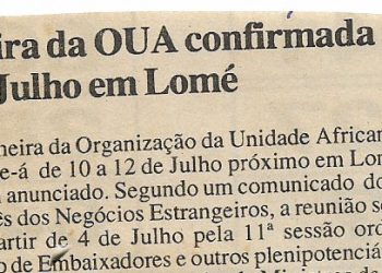 Cimeira da OUA confirmada para Julho em Lomé – 16 de Maio de 2000