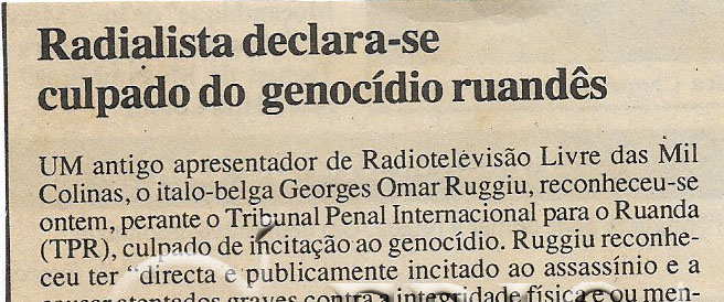 Radialista declara-se culpado do genocídio ruandês – 16 de Maio de 2000