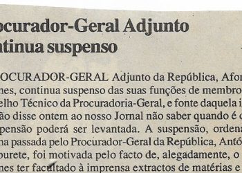 Procurador-Geral Adjunto continua suspenso – 30 de Maio de 2000
