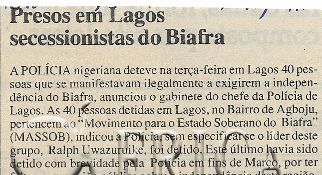 Presos em Lagos secessionistas do Biafra – 21 de Abril de 2000