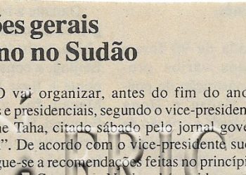 Eleições gerais este ano no Sudão – 24 de Abril de 2000