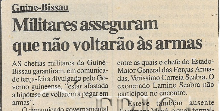 Guiné-Bissau: Militares asseguram que não voltarão às armas – 18 de Maio de 2000