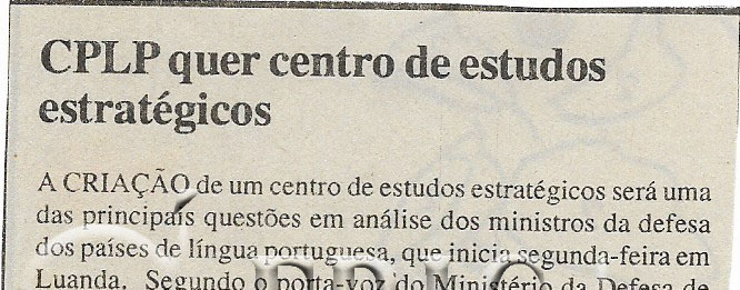 CPLP quer centro de estudos estratégicos – 20 de Maio de 2000