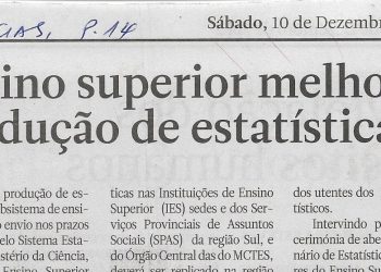 Ensino superior melhora produção de estatística – 10 de Dezembro de 2022