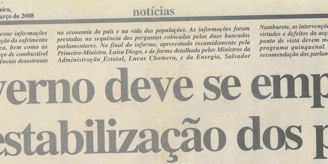 Governo deve se empenhar na estabilização dos preços – 20 de Março de 2008