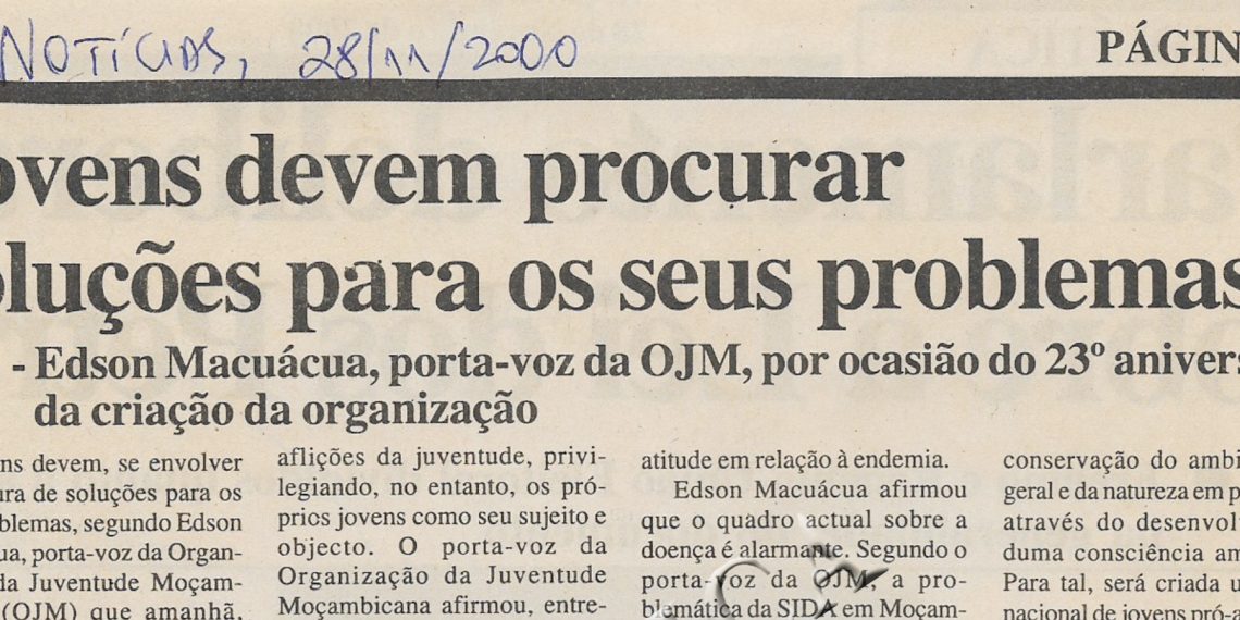 Jovens devem procurar soluções para os seus problemas – 28 de Novembro de 2000
