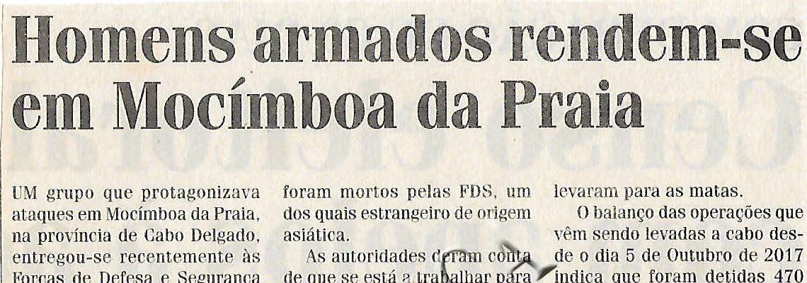 Homens armados rendem-se em Mocímboa da Praia – 20 de Março de 2018